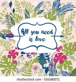 Hand drawn poster with text All you need is love