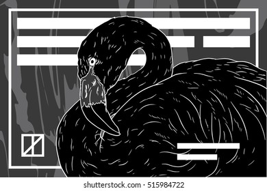 Hand drawn posters design. Backgrounds with hand drawn flamingo. Templates for business card, poster, flyer, cover, voucher