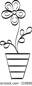 Hand Drawn Pot with Flower. Use as poster, card, flyer or T Shirt