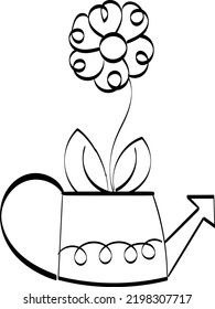Hand Drawn Pot with Flower. Use as poster, card, flyer or T Shirt