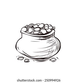 Hand drawn pot of gold.