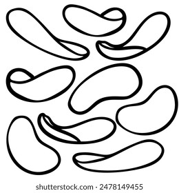 Hand drawn Potato chips cartoon doodle isolated on white background. Vector Illustration of a crispy snack.
