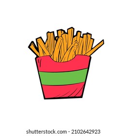 hand drawn potato fries doodle vector