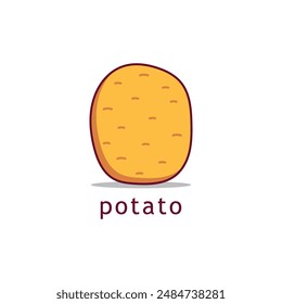 Hand Drawn Potato Logo with Simple Concept. Natural Organic Food Icon.