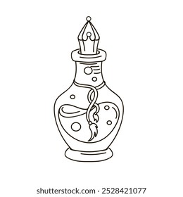 Hand drawn potion in a glass bottle. Handmade, isolate on a white background. Vector