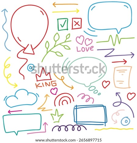 hand drawn potrait background colorful doodle vector set, love, Natural , star, cloud, weather, rainbow, flower, bubble, heart and creative design vector collection.