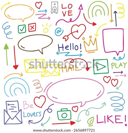 hand drawn potrait background colorful doodle vector set, love, Natural , star, cloud, weather, rainbow, flower, bubble, heart and creative design vector collection.