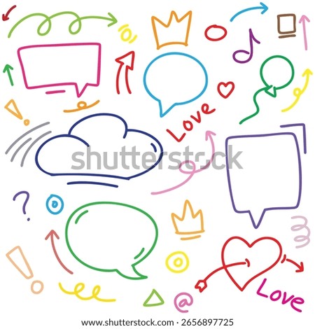 hand drawn potrait background colorful doodle vector set, love, Natural , star, cloud, weather, rainbow, flower, bubble, heart and creative design vector collection.