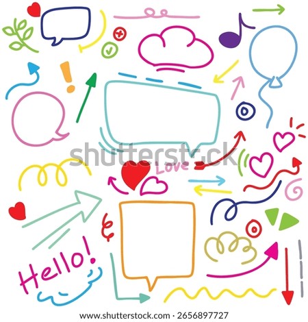 hand drawn potrait background colorful doodle vector set, love, Natural , star, cloud, weather, rainbow, flower, bubble, heart and creative design vector collection.