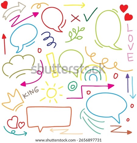 hand drawn potrait background colorful doodle vector set, love, Natural , star, cloud, weather, rainbow, flower, bubble, heart and creative design vector collection.