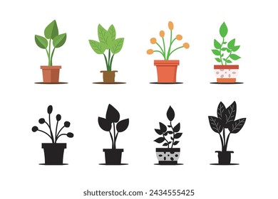 Conjunto de plantas dibujadas a mano ilustración vectorial
