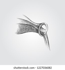 Hand Drawn pouring oil from glass bottle Sketch isolated on white background. Vector of oil bottle In Trendy Style. Oil in sketch style.