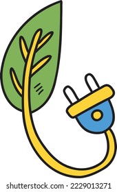 Hand Drawn Power sockets and leaves illustration isolated on background