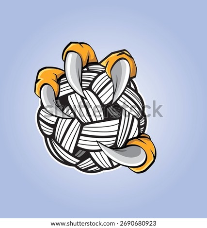 Hand drawn Powerful Talons Grasping a Woven Ball