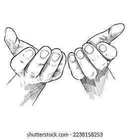 Hand drawn praying hand drawing. muslim praying hands. Isolated vector pencil drawing.