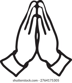 Hand drawn praying hands representing faith devotion and spiritual connection