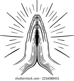 hand drawn praying hands vector