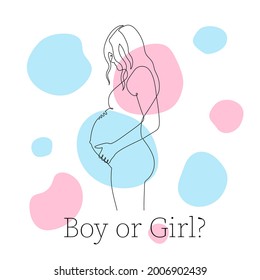 Hand drawn pregnant young woman,one line.Doodle,sketch,vector