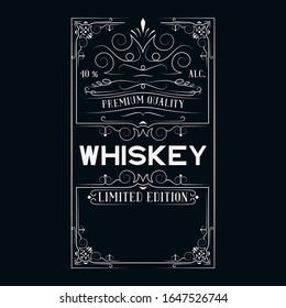 Hand drawn premium alcohol frame. Vintage whiskey label for bottle with lettering.