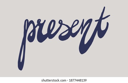 Mano dibujó la palabra presente. Ilustración de letras simple. Presente para Navidad o Cumpleaños. Acto de celebración