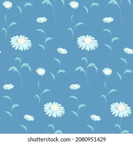 Hand drawn pretty daisies seamless pattern.
