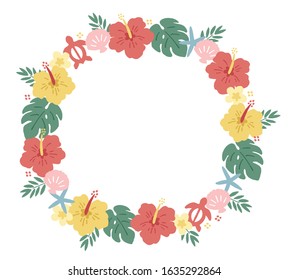 Hand drawn pretty hibiscus frame