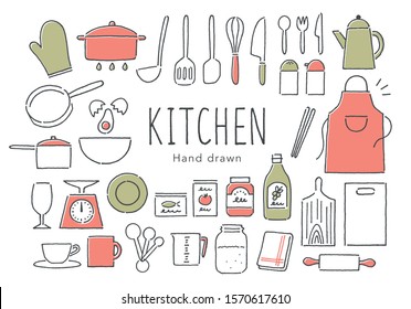 Hand Drawn Pretty Kitchen Tools