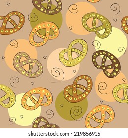 hand drawn pretzel or Beer snack - Seamless pattern - vector