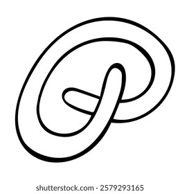 Hand drawn pretzel in doodle style isolated on white background. Vector illustration. Perfect for design menu cafe,bistro, restaurant, label and packaging.