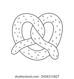 Hand drawn pretzel icon Cartoon Vector illustration Isolated on White Background