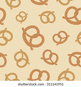 Hand drawn pretzel seamless pattern. Oktoberfest background.