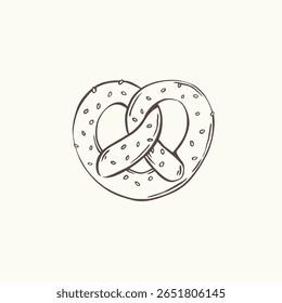 Hand drawn pretzel vector doodle illustration