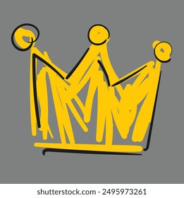 Hand drawn Princess crown vector illustration, kids print.