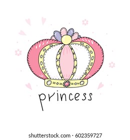 Hand drawn princess crown, vector print