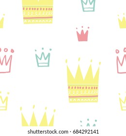 Hand drawn print with heart and crown