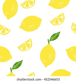 Hand drawn print with lemon