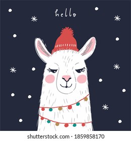 Hand drawn print with Llama