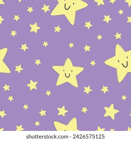 Hand drawn print Stars seamless pattern vector 