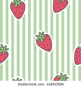 Hand drawn print with Strawberry and Strips
