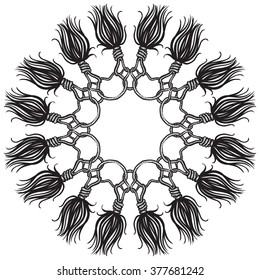 Hand drawn print template in boho chic style. Nautical motives.