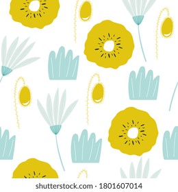 Hand drawn print with tropical leaf