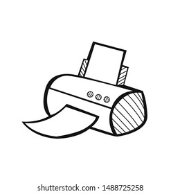 Hand drawn Printer isolated on a white. Sketch. Vector illustration.