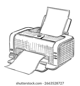 Ilustración de boceto de impresora dibujada a mano