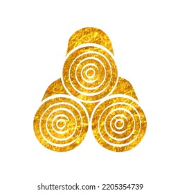 Hand drawn Printing paper roll icon in gold foil texture vector illustration