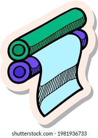 Hand drawn printing roller icon in doodle sketch in sticker style vector illustration