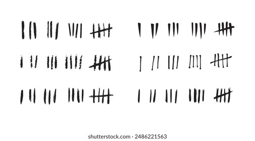 hand drawn prison wall doodle sticks lines counter . Vector illustration