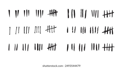 hand drawn prison wall doodle sticks lines counter . Vector illustration