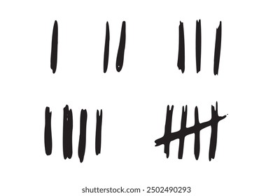 hand drawn prison wall doodle sticks lines counter . Vector illustration