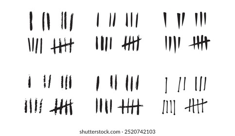 hand drawn prison wall doodle sticks lines counter . Vector illustration