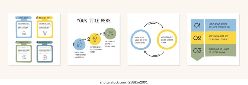 Hand drawn process infographic templates, vector eps10 illustration